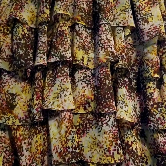 L "Christopher Banks" sheer tiered peplum ruffled chiffon blouse - Picture 3 of 9